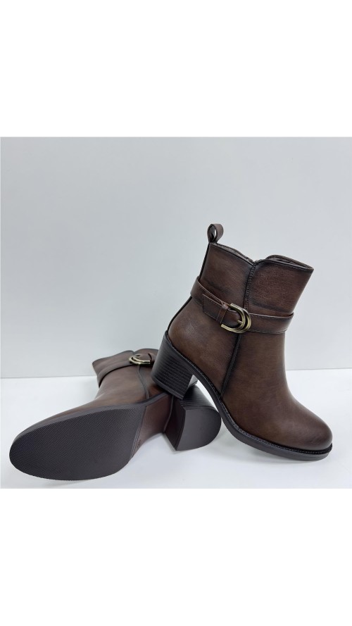 BOTIN POLIPIEL HEBILLA MARRON