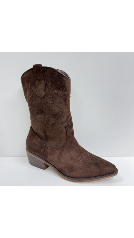 BOTIN SERRAJE COW BOY MARRON