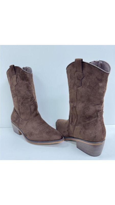 BOTIN SERRAJE COW BOY MARRON 2