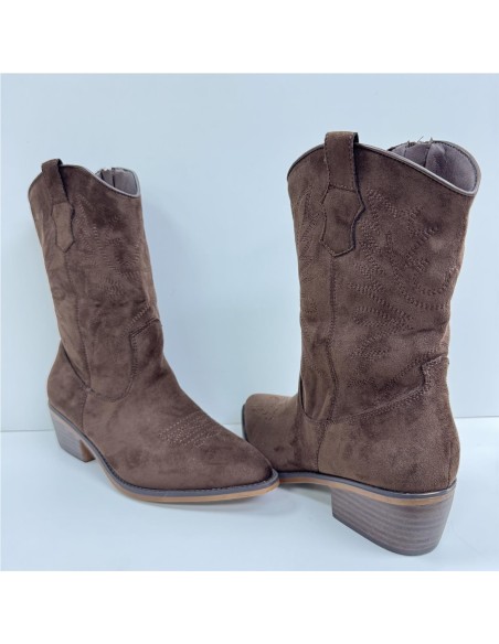 BOTIN SERRAJE COW BOY MARRON