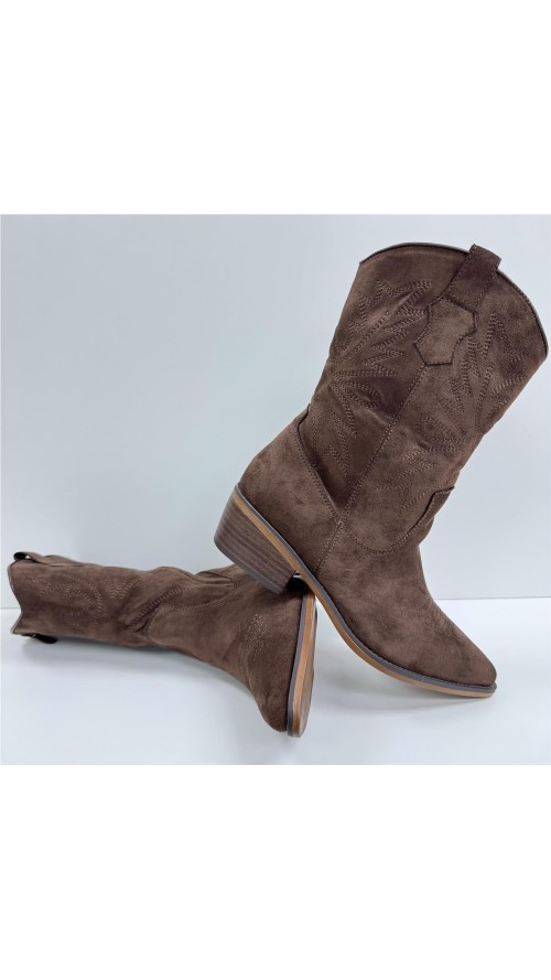 BOTIN SERRAJE COW BOY MARRON