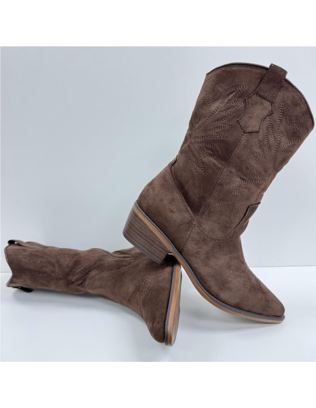 BOTIN SERRAJE COW BOY MARRON