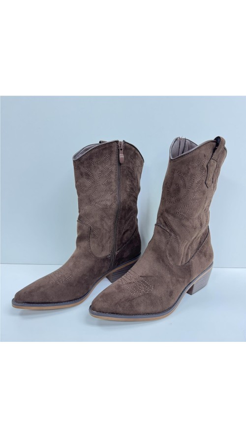 BOTIN SERRAJE COW BOY MARRON