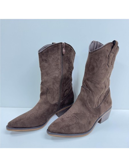 BOTIN SERRAJE COW BOY MARRON