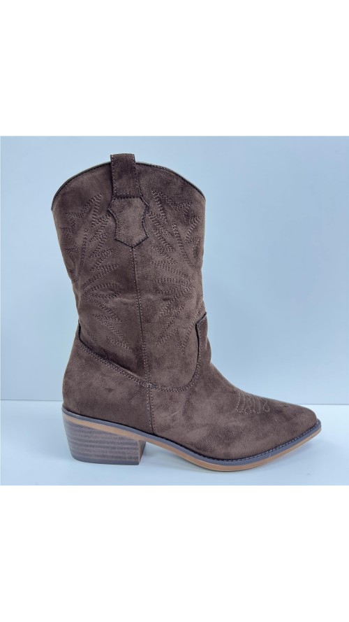 BOTIN SERRAJE COW BOY MARRON