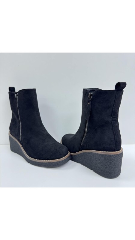 BOTA DE CUÑA DE SERRAJE NEGRO 2