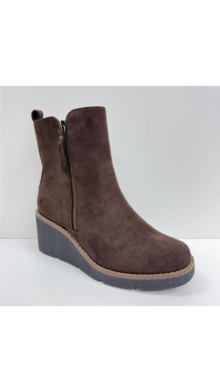 BOTA DE CUÑA DE SERRAJE MARRON