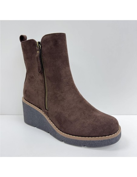 BOTA DE CUÑA DE SERRAJE MARRON