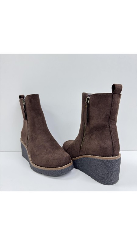 BOTA DE CUÑA DE SERRAJE MARRON 2