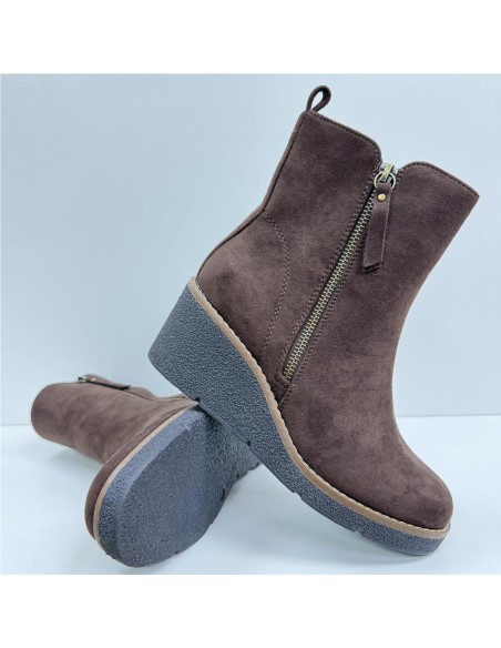 BOTA DE CUÑA DE SERRAJE MARRON