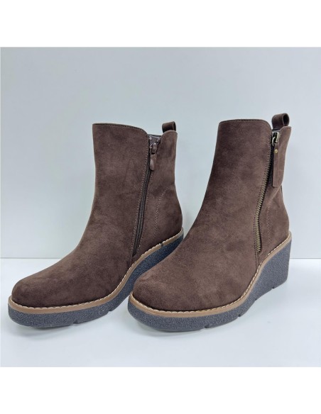 BOTA DE CUÑA DE SERRAJE MARRON