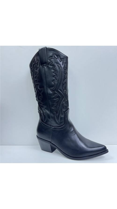 BOTA TROQUELADO COW BOY NEGRO