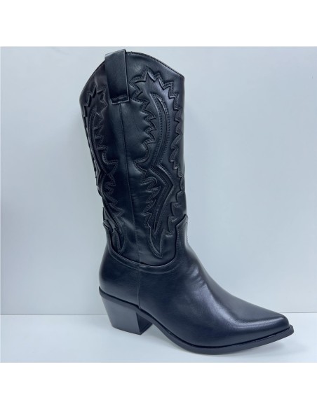 BOTA TROQUELADO COW BOY NEGRO