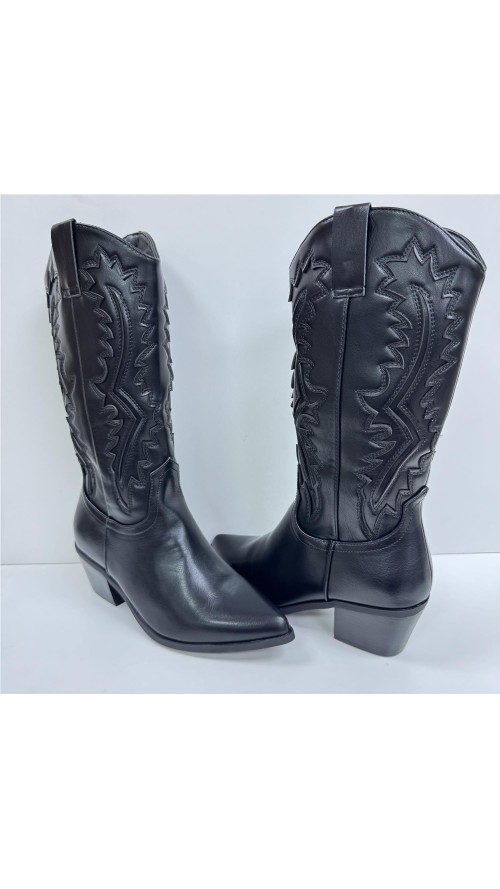 BOTA TROQUELADO COW BOY NEGRO