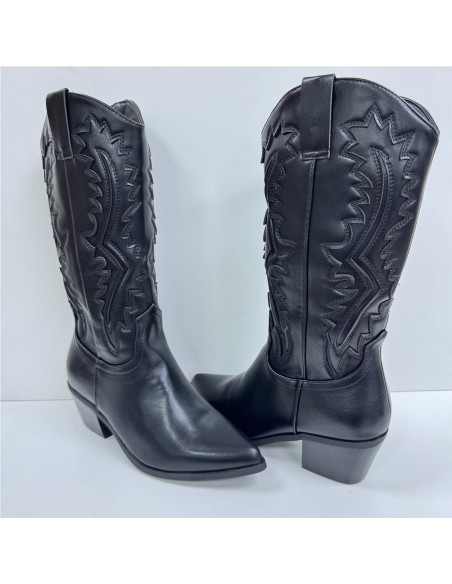 BOTA TROQUELADO COW BOY NEGRO