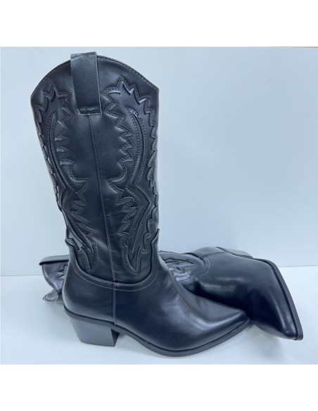 BOTA TROQUELADO COW BOY NEGRO