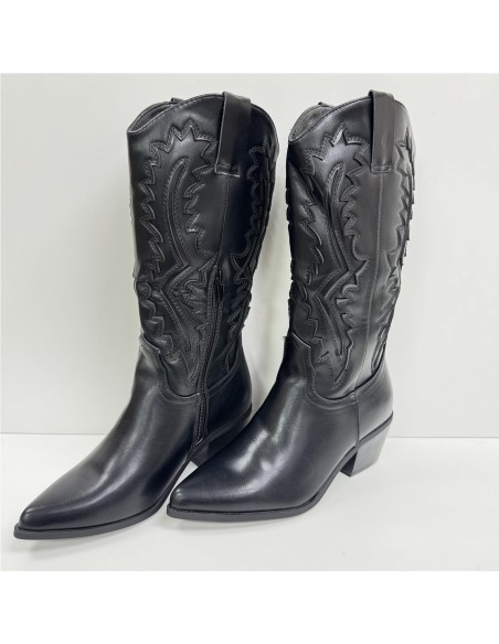 BOTA TROQUELADO COW BOY NEGRO
