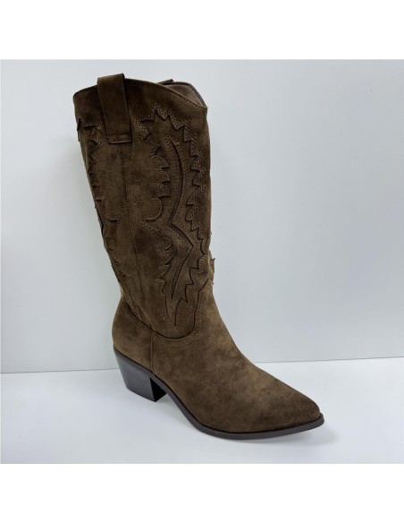 BOTA TROQUELADO COW BOY MARRON