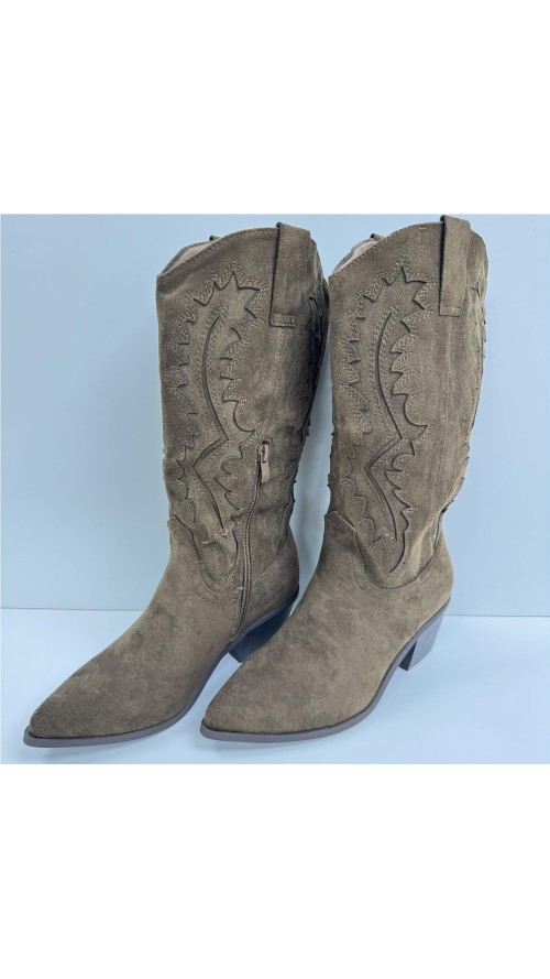 BOTA TROQUELADO COW BOY MARRON