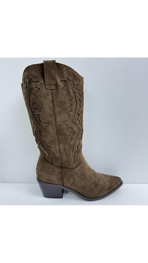 BOTA TROQUELADO COW BOY MARRON