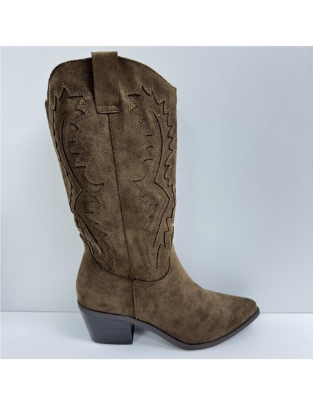 BOTA TROQUELADO COW BOY MARRON