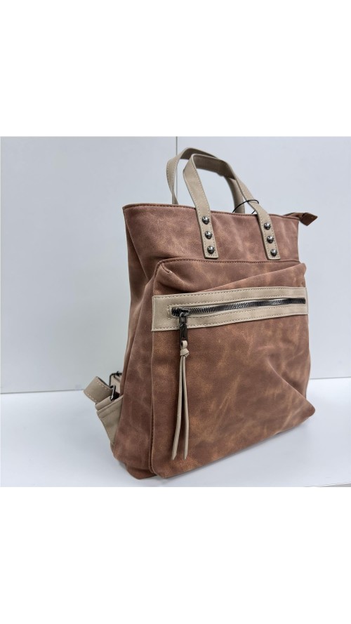 MOCHILA BICOLOR MARRON