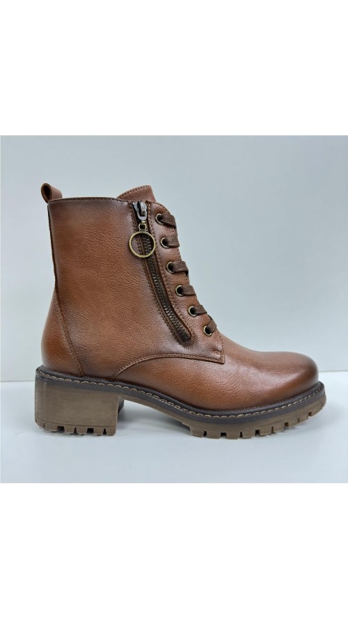 BOTA CORDONES POLIPIEL CUERO