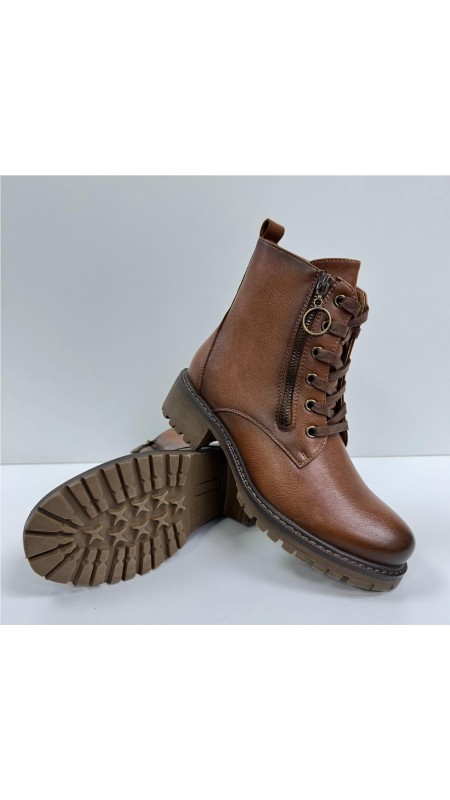 BOTA CORDONES POLIPIEL CUERO 2