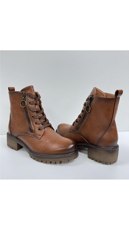 BOTA CORDONES POLIPIEL CUERO