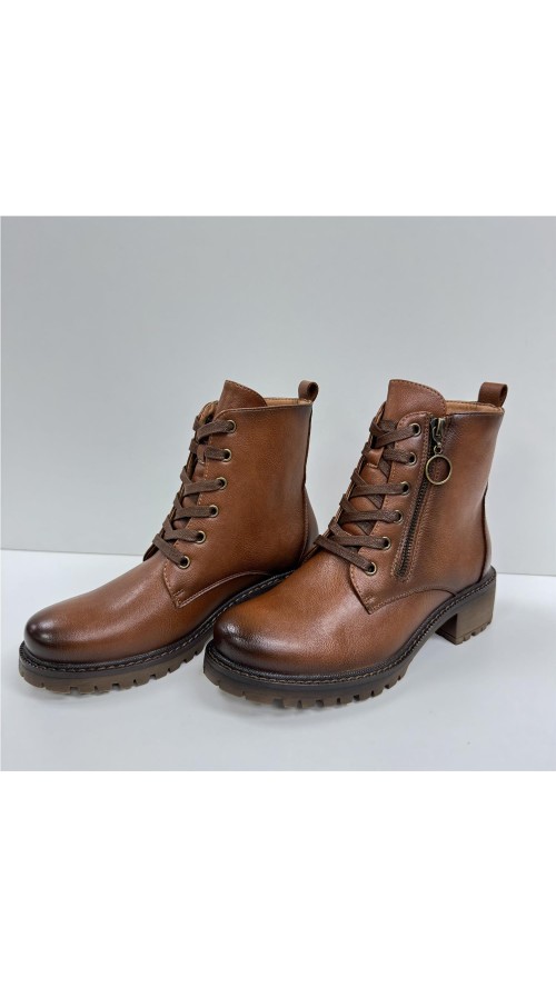BOTA CORDONES POLIPIEL CUERO
