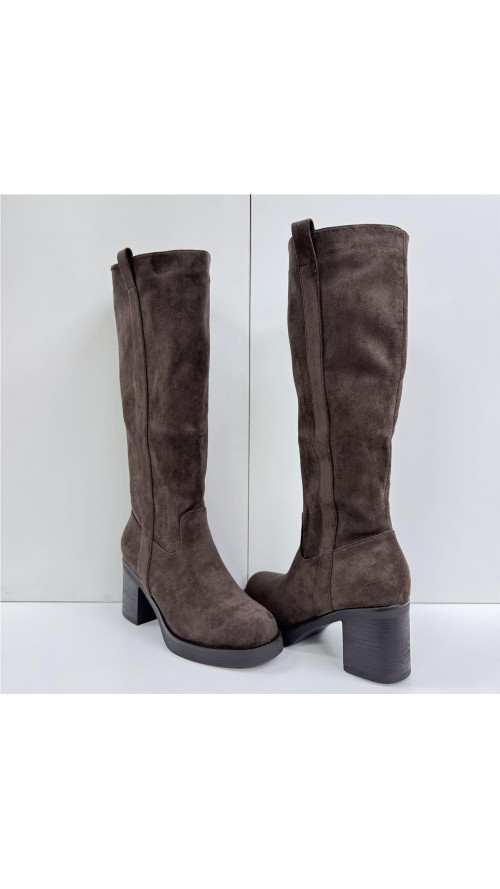 BOTA ALTA SERRAJE T-ANCHO MARRON