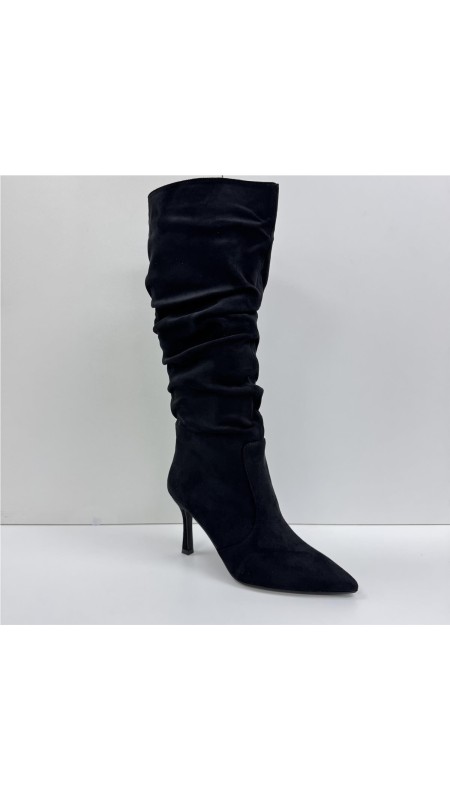 BOTA ALTA ARRUGADA NEGRO