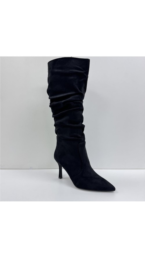 BOTA ALTA ARRUGADA NEGRO