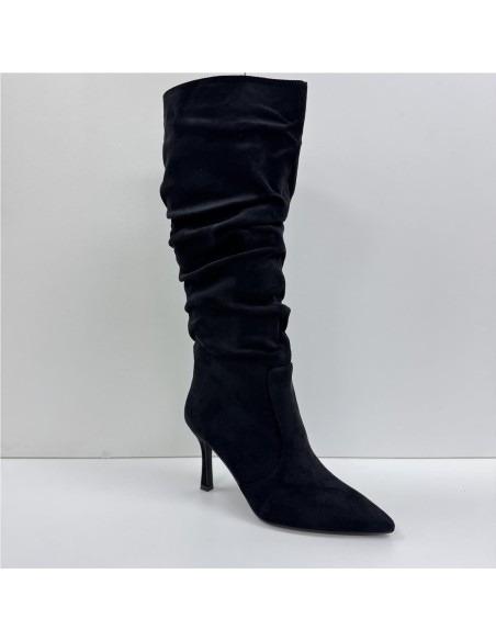 BOTA ALTA ARRUGADA NEGRO