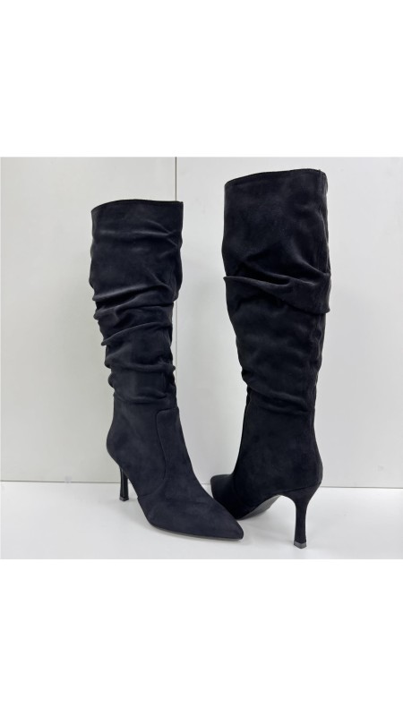 BOTA ALTA ARRUGADA NEGRO 2