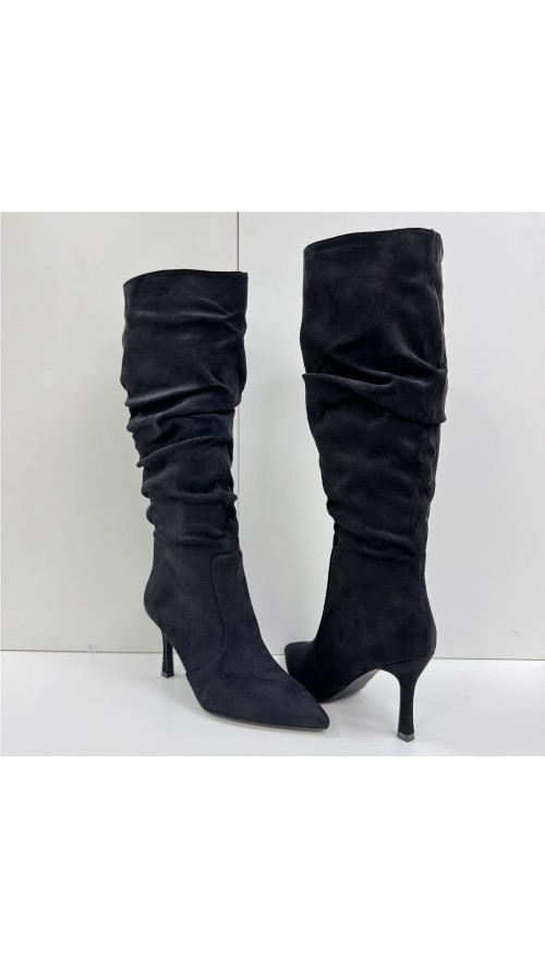 BOTA ALTA ARRUGADA NEGRO