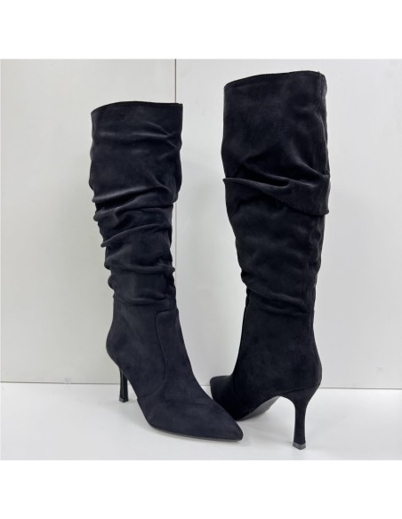 BOTA ALTA ARRUGADA NEGRO