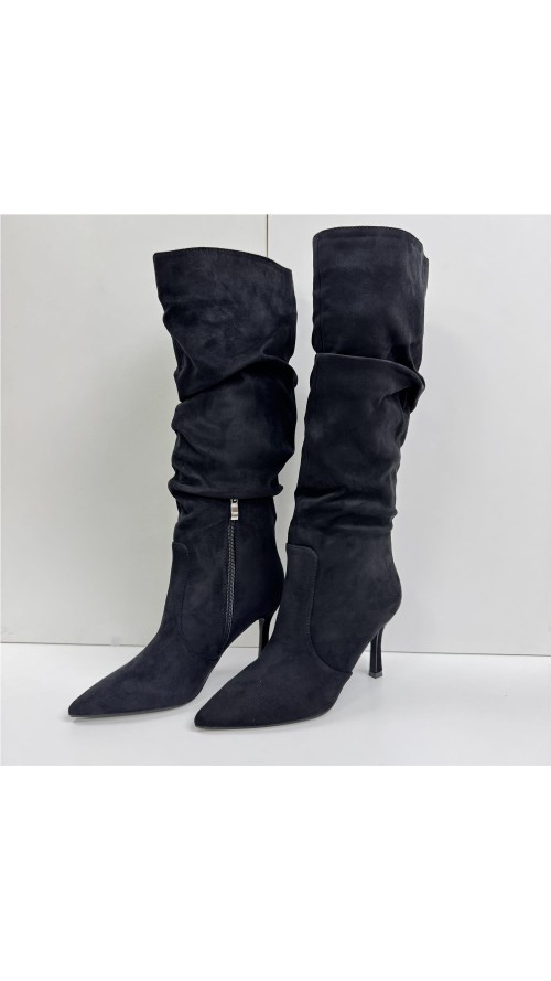BOTA ALTA ARRUGADA NEGRO