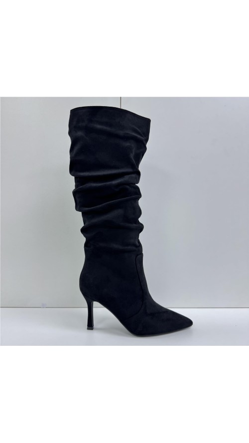 BOTA ALTA ARRUGADA NEGRO