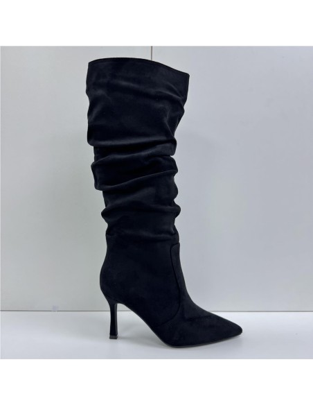 BOTA ALTA ARRUGADA NEGRO