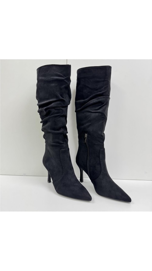 BOTA ALTA ARRUGADA NEGRO
