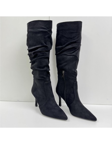 BOTA ALTA ARRUGADA NEGRO