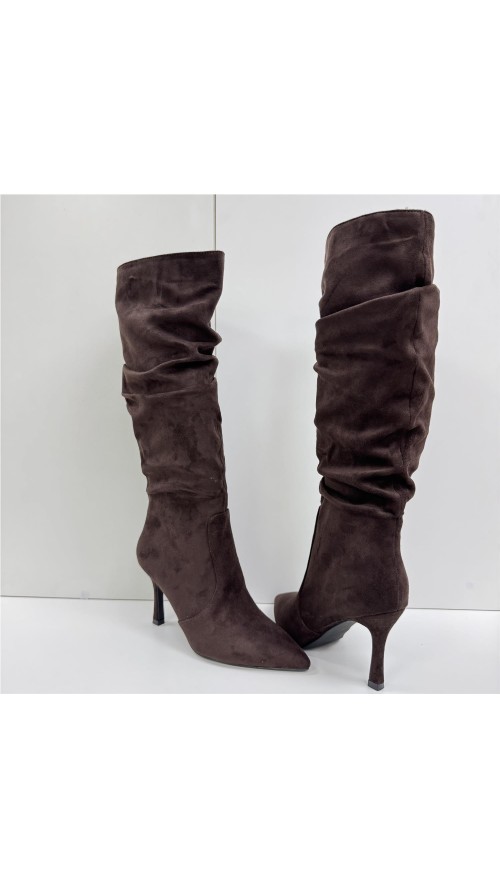 BOTA ALTA ARRUGADA MARRON