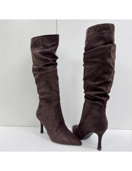 BOTA ALTA ARRUGADA MARRON