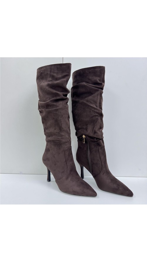 BOTA ALTA ARRUGADA MARRON