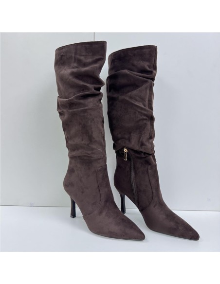 BOTA ALTA ARRUGADA MARRON