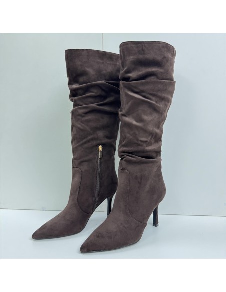 BOTA ALTA ARRUGADA MARRON