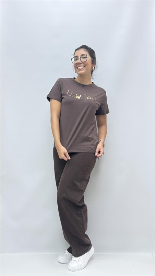 CAMISETA NEW YORK MARRON