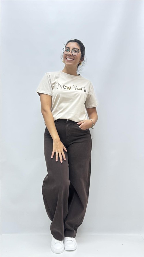CAMISETA NEW YORK BEIG