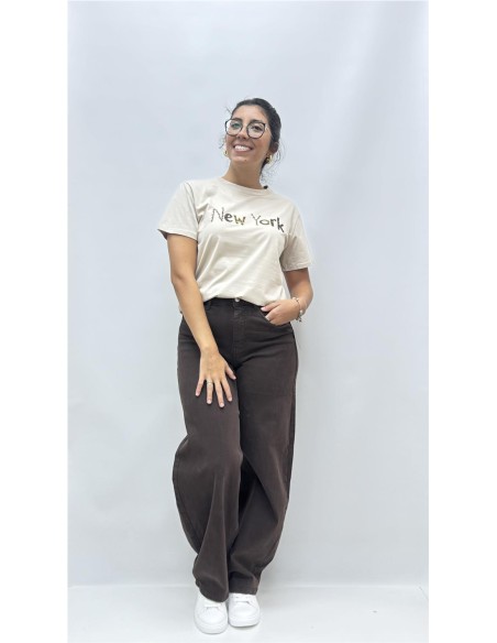CAMISETA NEW YORK BEIG